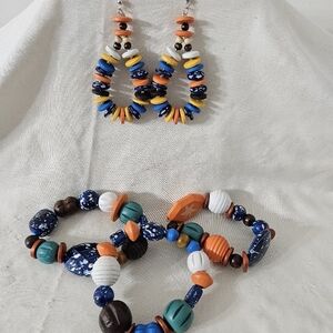 Jasiri bold earrings & stretch bracelets set